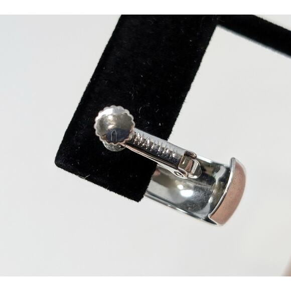 Vintage Napier Earrings Silver-Tone Hoop Smooth Screw Back - Picture 7 of 7